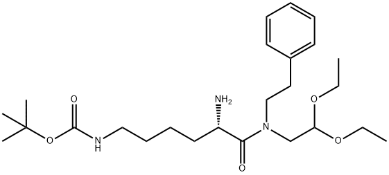 Carbamic acid, N-[(5S)-5-amino-6-[(2,2-diethoxyethyl)(2-phenylethyl)amino]-6-oxohexyl]-, 1,1-dimethylethyl ester Struktur