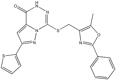 7-[(5-methyl-2-phenyl-1,3-oxazol-4-yl)methylsulfanyl]-2-thiophen-2-yl-5H-pyrazolo[1,5-d][1,2,4]triazin-4-one|CAS:1224000-49-0