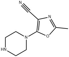 2-Methyl-5-piperazin-1-yl-oxazole-4-carbonitrile Struktur
