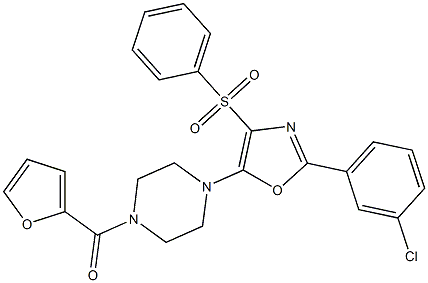 [4-[4-(benzenesulfonyl)-2-(3-chlorophenyl)-1,3-oxazol-5-yl]piperazin-1-yl]-(furan-2-yl)methanone Structure