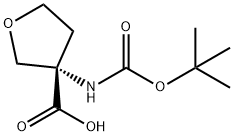 (S)-3-((叔丁氧羰基)氨基)四氢呋喃-3-羧酸, 1242457-64-2, 结构式