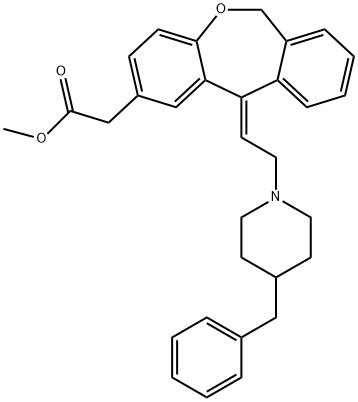 甲基 2-(11-(2-(4-苯甲基哌啶-1-基)亚乙基)-6,11-二氢二苯并[B,E]噁庚英-2-基)醋酸盐, 124907-21-7, 结构式