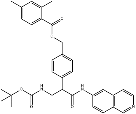4-(3-((叔-丁氧羰基)氨基)-1-(异喹啉-6-基氨基)-1-氧亚基丙烷-2-基)苯甲基 2,4-二甲基苯酸盐,1253955-17-7,结构式