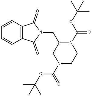 1,4-Piperazinedicarboxylic acid, 2-[(1,3-dihydro-1,3-dioxo-2H-isoindol-2-yl)methyl]-, 1,4-bis(1,1-dimethylethyl) ester Structure