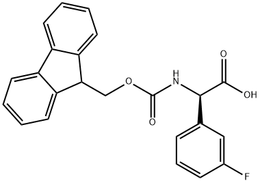 N-FMOC-R-3-氟苯甘氨酸, 1260608-92-1, 结构式