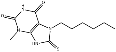 7-hexyl-8-mercapto-3-methyl-3,7-dihydro-1H-purine-2,6-dione Structure