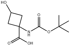 1-{[(tert-butoxy)carbonyl]amino}-3-hydroxycyclobutane-1-carboxylic acid, 1262141-51-4, 结构式