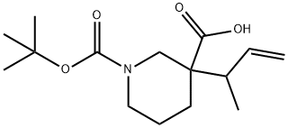 3-(丁-3-烯-2-基)-1-(叔-丁氧羰基)哌啶-3-羧酸, 1263773-71-2, 结构式