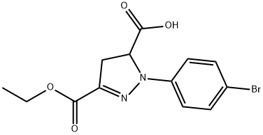 1-(4-bromophenyl)-3-(ethoxycarbonyl)-4,5-dihydro-1H-pyrazole-5-carboxylic acid Struktur