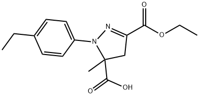 3-(ethoxycarbonyl)-1-(4-ethylphenyl)-5-methyl-4,5-dihydro-1H-pyrazole-5-carboxylic acid Struktur