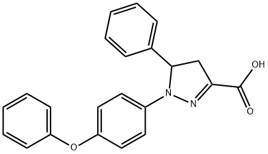 1-(4-フェノキシフェニル)-5-フェニル-4,5-ジヒドロ-1H-ピラゾール-3-カルボン酸 化学構造式