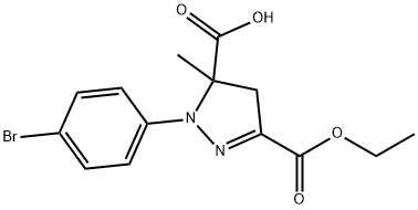 1-(4-bromophenyl)-3-(ethoxycarbonyl)-5-methyl-4,5-dihydro-1H-pyrazole-5-carboxylic acid Structure