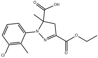 1-(3-chloro-2-methylphenyl)-3-(ethoxycarbonyl)-5-methyl-4,5-dihydro-1H-pyrazole-5-carboxylic acid Struktur