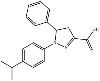 5-フェニル-1-[4-(プロパン-2-イル)フェニル]-4,5-ジヒドロ-1H-ピラゾール-3-カルボン酸 化学構造式