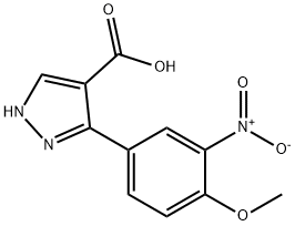 5-(4-methoxy-3-nitrophenyl)-1H-pyrazole-4-carboxylic acid Struktur