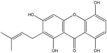 9H-Xanthen-9-one,1,3,5,8-tetrahydroxy-2-(3-methyl-2-buten-1-yl)- 化学構造式
