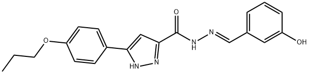 (E)-N-(3-hydroxybenzylidene)-3-(4-propoxyphenyl)-1H-pyrazole-5-carbohydrazide Struktur