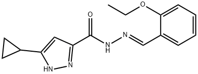 (E)-3-cyclopropyl-N-(2-ethoxybenzylidene)-1H-pyrazole-5-carbohydrazide Struktur