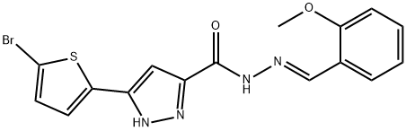 (E)-3-(5-bromothiophen-2-yl)-N-(2-methoxybenzylidene)-1H-pyrazole-5-carbohydrazide Struktur