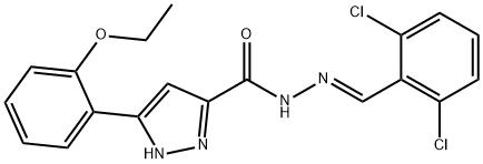 (E)-N-(2,6-dichlorobenzylidene)-3-(2-ethoxyphenyl)-1H-pyrazole-5-carbohydrazide Struktur