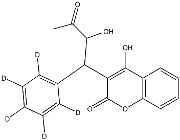 4-hydroxy-3-[2-hydroxy-3-oxo-1-(2,3,4,5,6-pentadeuteriophenyl)butyl]chromen-2-one Struktur