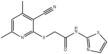 2-((3-cyano-4,6-dimethylpyridin-2-yl)thio)-N-(thiazol-2-yl)acetamide Structure
