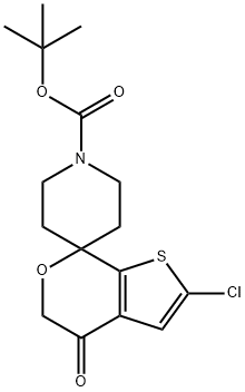 tert-butyl2'-chloro-4'-oxo-4',5'-dihydrospiro[piperidine-4,7'-thieno[2,3-c]pyran]-1-carboxylate Struktur