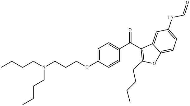 N-[2-Butyl-3-[4-[3-(dibutylamino)propoxy]benzoyl]-5-benzofuranyl]formamide Structure