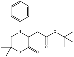 TERT-BUTYL 2-(6,6-DIMETHYL-2-OXO-4-PHENYLMORPHOLIN-3-YL)ACETATE 化学構造式