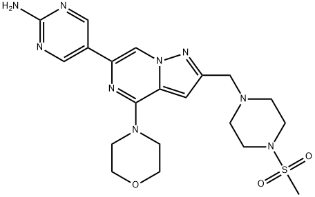 5-(2-((4-(methylsulfonyl)piperazin-1-yl)methyl)-4-morpholinopyrazolo[1,5-a]pyrazin-6-yl)pyrimidin-2-amine|化合物 ETP-47037