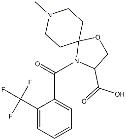 8-メチル-4-[2-(トリフルオロメチル)ベンゾイル]-1-オキサ-4,8-ジアザスピロ[4.5]デカン-3-カルボン酸 化学構造式