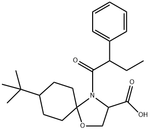 8-tert-butyl-4-(2-phenylbutanoyl)-1-oxa-4-azaspiro[4.5]decane-3-carboxylic acid, 1326809-64-6, 结构式