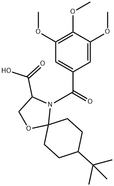 8-tert-butyl-4-(3,4,5-trimethoxybenzoyl)-1-oxa-4-azaspiro[4.5]decane-3-carboxylic acid Struktur