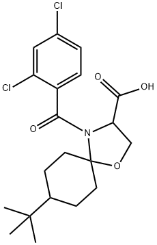 8-tert-butyl-4-(2,4-dichlorobenzoyl)-1-oxa-4-azaspiro[4.5]decane-3-carboxylic acid Struktur