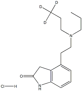 4-[2-[propyl(3,3,3-trideuteriopropyl)amino]ethyl]-1,3-dihydroindol-2-one:hydrochloride 化学構造式