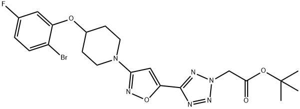 tert-butyl2-(5-(3-(4-(2-bromo-5-fluorophenoxy)piperidin-1-yl)isoxazol-5-yl)-2H-tetrazol-2-yl)acetate,1329632-66-7,结构式