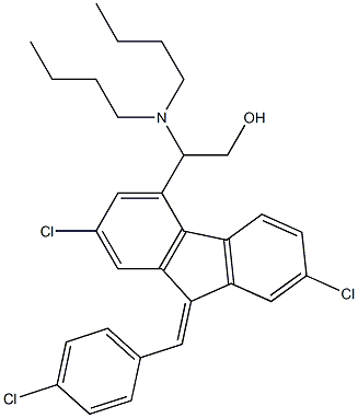2-(dibutylamino)-2-[(9Z)-2,7-dichloro-9-[(4-chlorophenyl)methylidene]fluoren-4-yl]ethanol, 1331642-68-2, 结构式