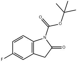 1H-Indole-1-carboxylic acid, 5-fluoro-2,3-dihydro-2-oxo-, 1,1-dimethylethyl ester, 1332461-14-9, 结构式