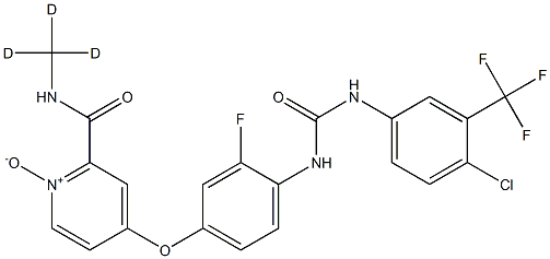 4-[4-[[4-chloro-3-(trifluoromethyl)phenyl]carbamoylamino]-3-fluorophenoxy]-1-oxido-N-(trideuteriomethyl)pyridin-1-ium-2-carboxamide Struktur
