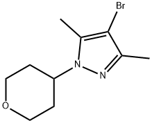 4-ブロモ-3,5-ジメチル-1-(テトラヒドロ-2H-ピラン-4-イル)-1H-ピラゾール 化学構造式