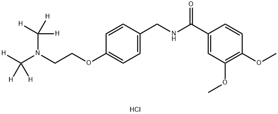 N-[[4-[2-[bis(trideuteriomethyl)amino]ethoxy]phenyl]methyl]-3,4-dimethoxybenzamide:hydrochloride 化学構造式