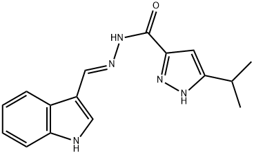 (E)-N-((1H-indol-3-yl)methylene)-3-isopropyl-1H-pyrazole-5-carbohydrazide Struktur