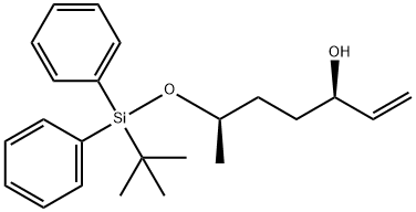 (3R,6R)-6β-(tert-ブチルジフェニルシリルオキシ)-1-ヘプテン-3β-オール 化学構造式