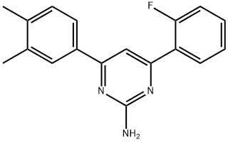 4-(3,4-ジメチルフェニル)-6-(2-フルオロフェニル)ピリミジン-2-アミン 化学構造式