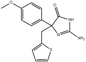 2-amino-5-(4-methoxyphenyl)-5-[(thiophen-2-yl)methyl]-4,5-dihydro-1H-imidazol-4-one Struktur