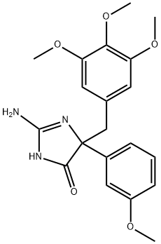 2-amino-5-(3-methoxyphenyl)-5-[(3,4,5-trimethoxyphenyl)methyl]-4,5-dihydro-1H-imidazol-4-one Struktur