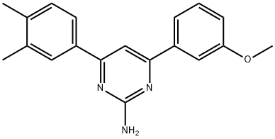 4-(3,4-ジメチルフェニル)-6-(3-メトキシフェニル)ピリミジン-2-アミン 化学構造式