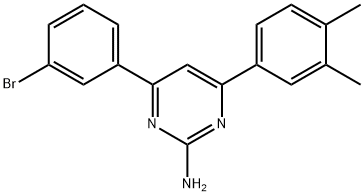 4-(3-ブロモフェニル)-6-(3,4-ジメチルフェニル)ピリミジン-2-アミン 化学構造式