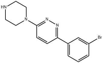 3-(3-ブロモフェニル)-6-(ピペラジン-1-イル)ピリダジン 化学構造式