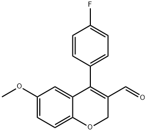 4-(4-氟苯基)-6-甲氧基-2H-1-苯并吡喃-3-甲醛, 1370470-34-0, 结构式